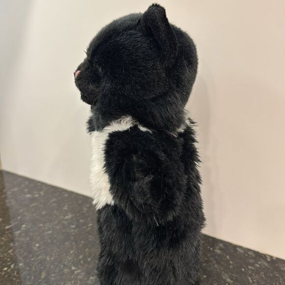 Fluffy Black Cat Hand Puppet Kitty Green Stitched Eyes - Picture 3 of 7